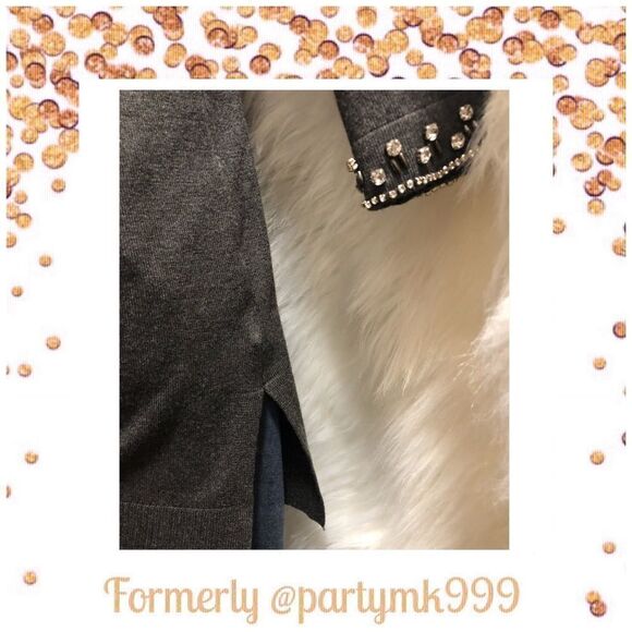 Nwt Boat Neck Knit Top Sweater Crystals Jeweled Baubles Knit Top NEW RETAIL $99 - Picture 6 of 8